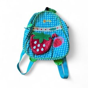 Oilily Girl Blue Gingham Strawberry Backpack Kids